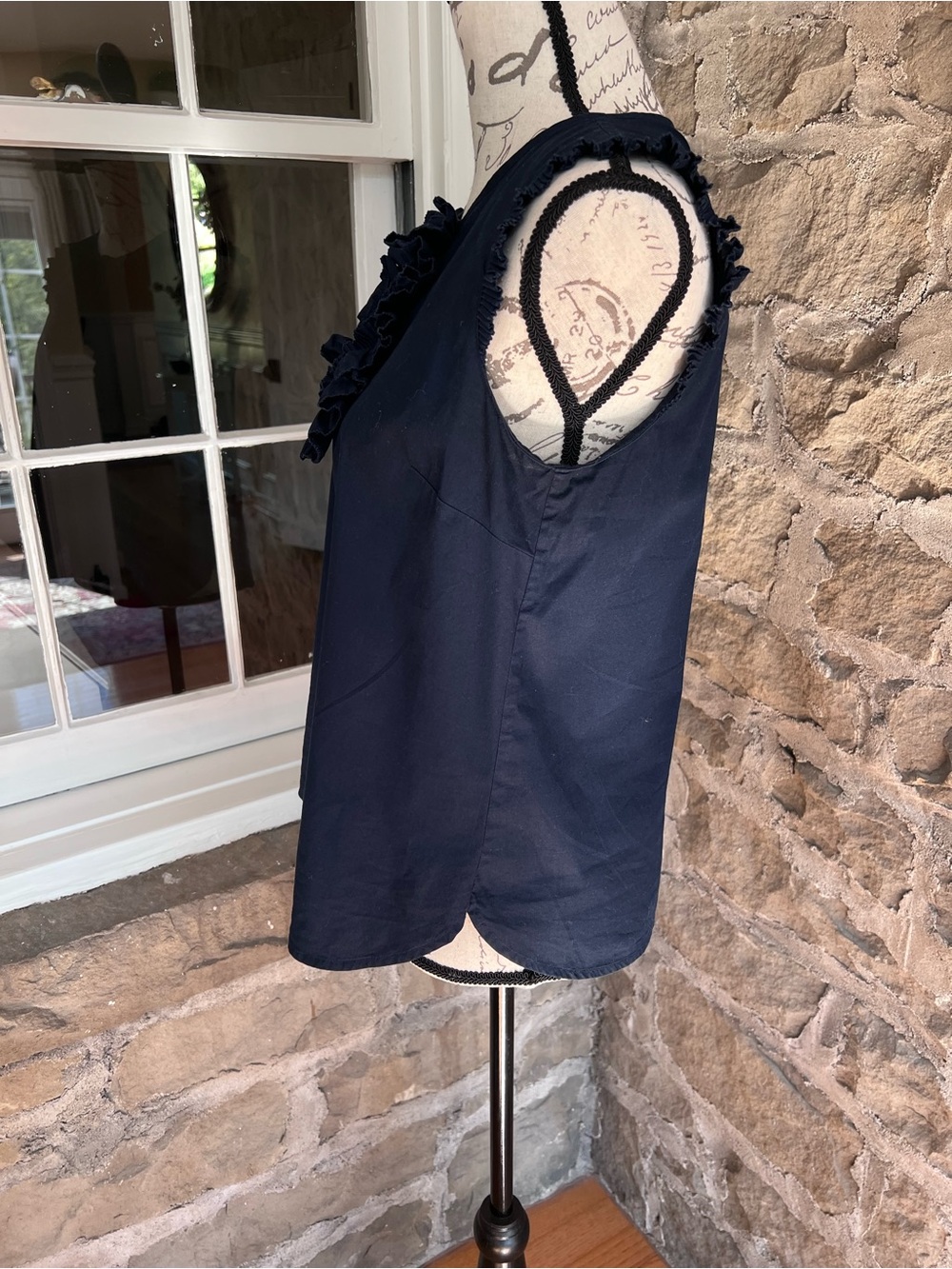 J. Crew size 4 Navy Ruffle-Trim top - Picture 8 of 12